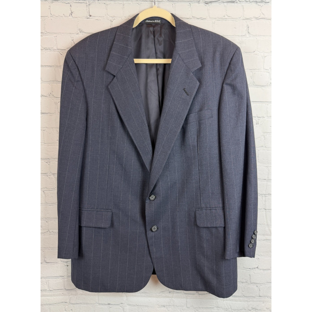 TOM JAMES gray anthracite striped 100% wool mens jacket blazer size 46